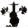 Luminária de Ferro Artesanal Rustica com Flores Pequena para Salinha de Jantar - Verniz - 6