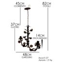 Ver imagem 3 de Lustre Estilo Rustico em Ferro e Lata com Flores Sala de Estar 02 Bocas - Verniz