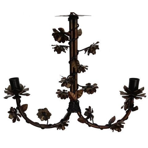 Lustre de Ferro Rustico Artesanal para Varanda 02 Bocais - Verniz
