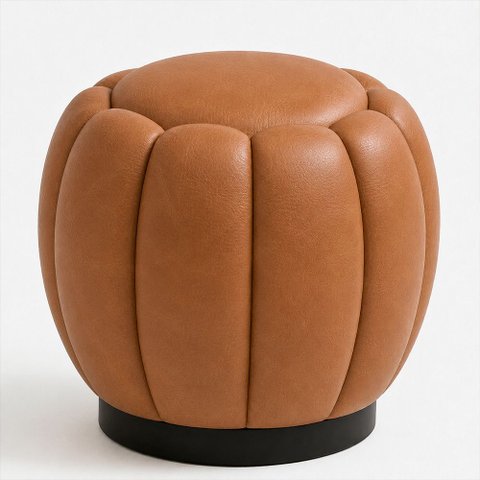 Puff Redondo 48cm Joy Courino Caramelo - Sallar Home