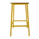 Ver imagem 3 de Banco Rustico Decorativo Banqueta De Ferro E Madeira Para Bar E Cozinha - Amarelo