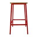 Ver imagem 1 de Banco Rustico Decorativo Banqueta De Ferro E Madeira Para Bar E Cozinha - Vermelho escuro