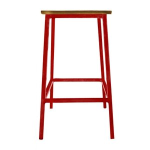 Banco Rustico Decorativo Banqueta De Ferro E Madeira Para Bar E Cozinha - Vermelho escuro