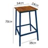 Banqueta Bistro Alta De Bancada Artesanal Para Decoração de Bar e Cozinha - Azul del Rey - 2