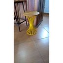 Ver imagem 4 de Banquinho De Ferro para Canto de Sala Madeira de Demolição Rustico - Amarelo