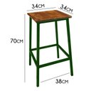 Ver imagem 2 de Banco Rustico Decorativo Banqueta De Ferro E Madeira Para Bar E Cozinha - Verde escuro