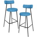 Ver imagem 1 de Kit 02 Banquetas Alta Bar Cozinha Sala de Jantar Estrutura em Aço Milão L02 Linho Azul - Lyam Decor
