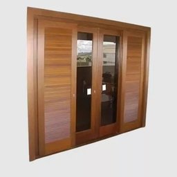 Porta Balcão de Madeira Maciça 2,14x1,60 Cx.14 com Fechadura 6folhas - 1