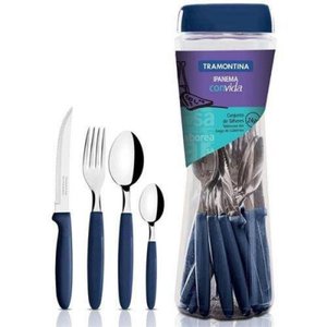 Conjunto De Talheres Inox Tramontina Ipanema 24 Peças - Azul - 23399/191