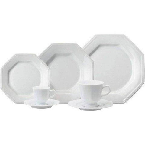 Aparelho de Jantar e Chá 20 Peças Prisma Branco - Schmidt