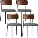 Ver imagem 1 de Kit 04 Cadeiras para Sala de Jantar Melina L02 Couríssimo Marrom Linho Cinza Escuro - Lyam Decor