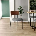 Ver imagem 2 de Kit 04 Cadeiras para Sala de Jantar Melina L02 Couríssimo Marrom Linho Cinza Escuro - Lyam Decor