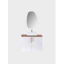 Ver imagem 4 de Gabinete para Banheiro com Cuba e Espelho Organico 80cm Mdf Freijo com Branco Paris - On Móveis