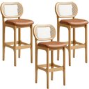 Ver imagem 1 de Kit 03 Banquetas Altas para Cozinha Bancada Sala Tela Betta Fixa L02 Couríssimo Whisky - Lyam