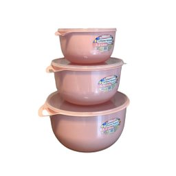 Kit 3 Vasilhas Plásticas Caçarola Alimento Tampa Cozinha - 1