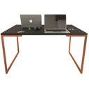 Ver imagem 1 de Mesa de Escritório Base Metal Bronze Tampo Preto 90 Cm