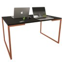 Ver imagem 2 de Mesa de Escritório Base Metal Bronze Tampo Preto 90 Cm