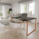 Ver imagem 3 de Mesa de Escritório Base Metal Bronze Tampo Preto 90 Cm