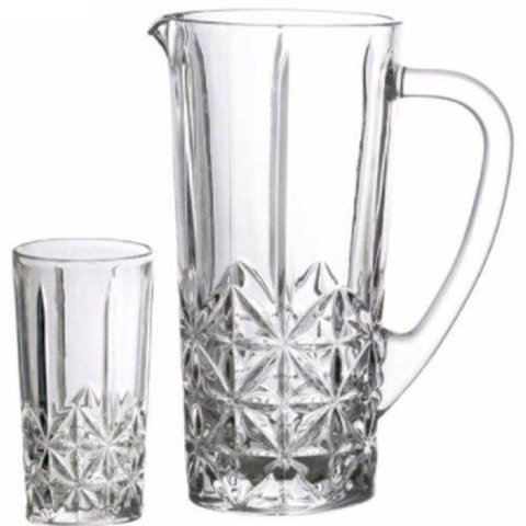 Conjunto 6 Copos e 1 Jarra de Vidro Translúcido Stella - 219ml e 900ml