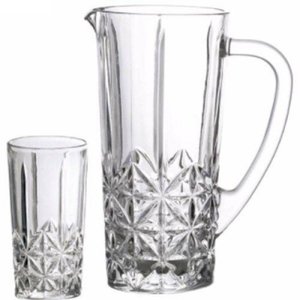 Conjunto 6 Copos e 1 Jarra de Vidro Translúcido Stella - 219ml e 900ml