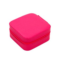 Porta Joias Portátil - Viagem e Estojos com Zíper:rosa Pink - 10