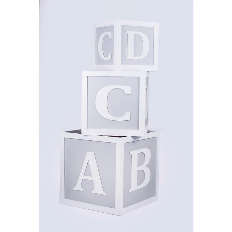 Trio de Cubos organizadores decorativos caixas de brinquedos ABCD Cinza baby - 4