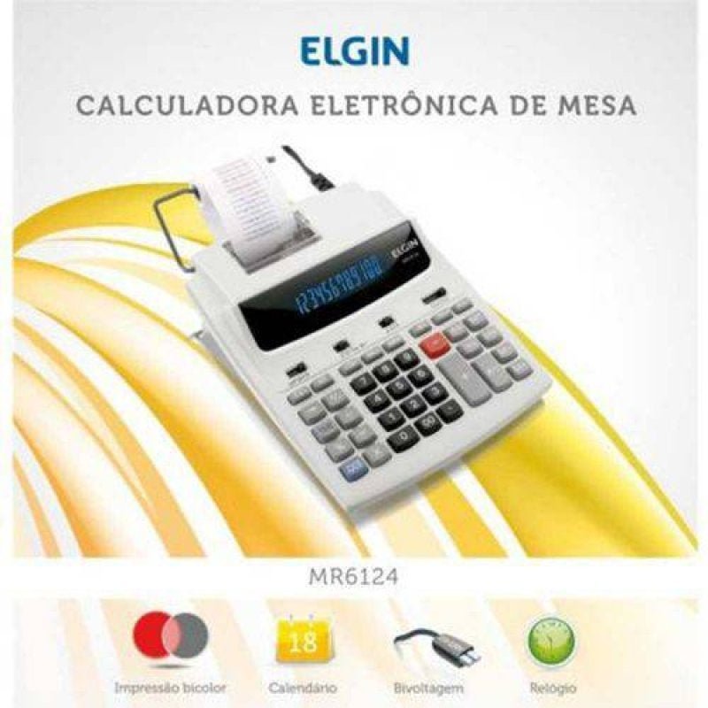 Calculadora de mesa com 12 dígitos calendário e impressão de data MR-6124 - Elgin - 2