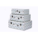 Ver imagem 1 de Trio de malas organizadoras decorativas maleta vintage chevron azul e verde bebê