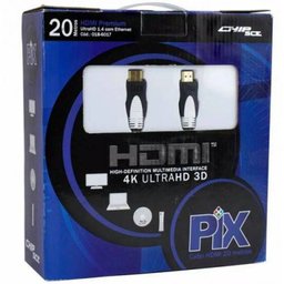 Cabo Hdmi 4k 20 Metros Ultra HD 3d 19 Pinos 1.4 Com Filtro 20m Premium Profissional Pix - 1