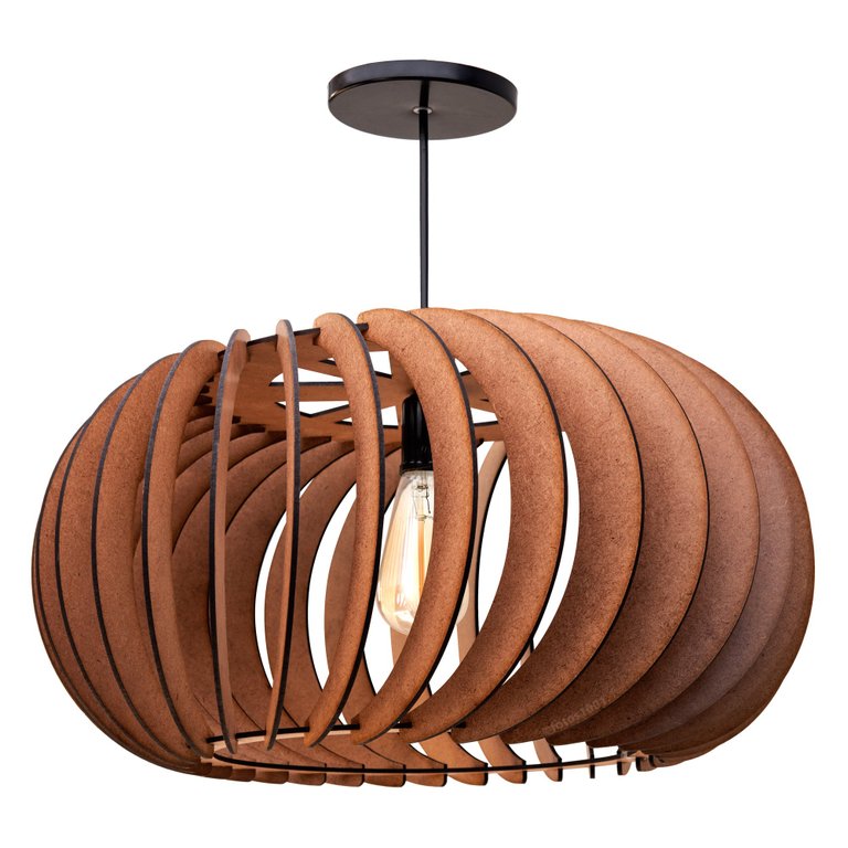 Pendente Mdf Poptem elíptica madeira Pendente Mdf Poptem elíptica madeira