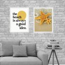 Ver imagem 2 de Kit 2 Quadros Decorativos Praia - Amarelo 24x18cm - com Vidro:moldura Branca