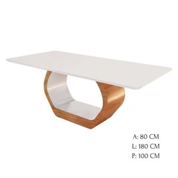 Conjunto de Sala 6 Cadeiras Liza com Mesa 1,80m - Madeira Tauari Maciça Encosto e Assento Estofados - 7