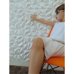 Revestimento De Parede 3d Goede Impress Em Pvc 50x50 Com 12 Peças Cor Branco - 7