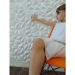 Revestimento De Parede 3d Goede Impress Em Pvc 50x50 Com 12 Peças Cor Branco - 3