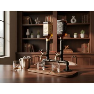 Dispenser Dosador Serve Bebidas Drinks Whisky Bar Adega Estilo Industrial Preto Laca