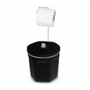 Ver imagem 1 de Suporte Cromado Porta Papel Higiênico Com Lixeira em Plástico Preta