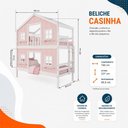 Ver imagem 2 de Beliche Infantil Casinha Dos Sonhos com Fechamento Inferior Madeira Maciça Rosa Branco Housin