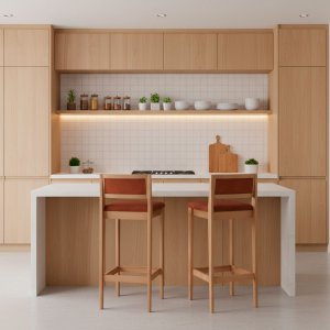 Kit 2 Banquetas Assento Encosto Estofado em Sintetico Hellen:mel com Sintetico Whisky