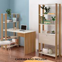 Ver imagem 2 de Mesa Escrivaninha e Estante Livreiro 1p Carvalho Off White Arly