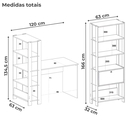 Ver imagem 3 de Mesa Escrivaninha e Estante Livreiro 1p Carvalho Off White Arly