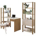 Ver imagem 1 de Mesa Escrivaninha e Estante Livreiro 1p Carvalho Off White Arly