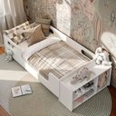 Ver imagem 1 de Cama Infantil Montessoriana com Colchão e Nicho Sapateira Branco