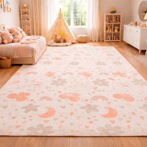 Tapete Infantil Antiderrapante Borboletas Retangular Era Uma Vez