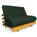 Ver imagem 1 de Sofá Cama Casal Futon Tokio Verde Militar Madeira Maciça Grapia Cor Natural