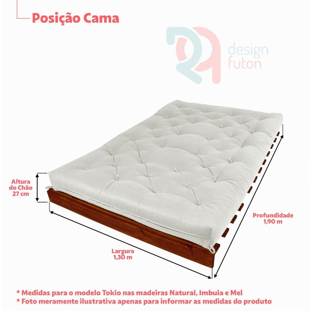 Sofá Cama Casal Futon Tokio Verde Militar Madeira Maciça Grapia Cor Natural - 5