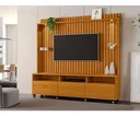 Ver imagem 1 de Estante Home Ripado para TV até 65 Polegadas -3 Gavetas e Nicho com Leds -Rodizio -Carmolar:Naturale