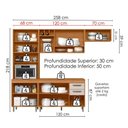 Ver imagem 2 de Cozinha Compacta 5 Peças 258x218 cm Balcão com Tampo Malta Freijo Ripado Off Acetinado Poliman