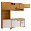 Ver imagem 1 de Cozinha Compacta 5 Peças 258x218 cm Balcão com Tampo Malta Freijo Ripado Off Acetinado Poliman