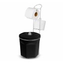 Ver imagem 1 de Suporte Cromado Porta Papel Higiênico Duplo com Lixeira em plástico preta