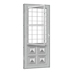 Porta de Aço Postigo Quadriculado Silver 81x215 R50 Abertura Esquerda Prata - 1